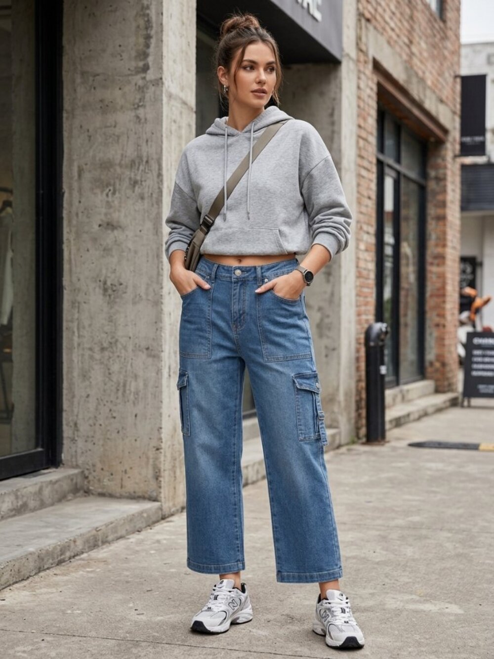 Love Soho Denim Cargo Straight Medium Wash Jeans Utility Pockets Women NWT Sz 16